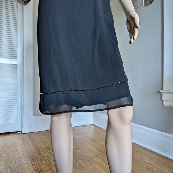 Vintage Y2K Express Black Midi Dress Beaded Evening Whimsigoth Size 9/10 - Picture 5 of 11